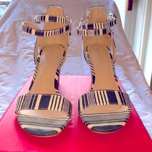 Blue and Cream Wedge Sandal